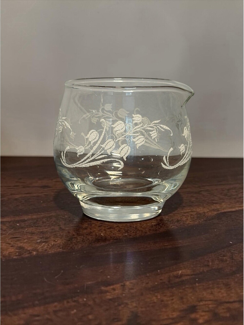 Vintage Libbey Lilly of the Valley Clear Glass Creamer